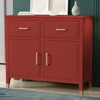 2 Door 2 Drawer Sideboard with Gold Handles - Red, MDF