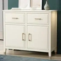 2 Door 2 Drawer Sideboard with Gold Handles - White, MDF