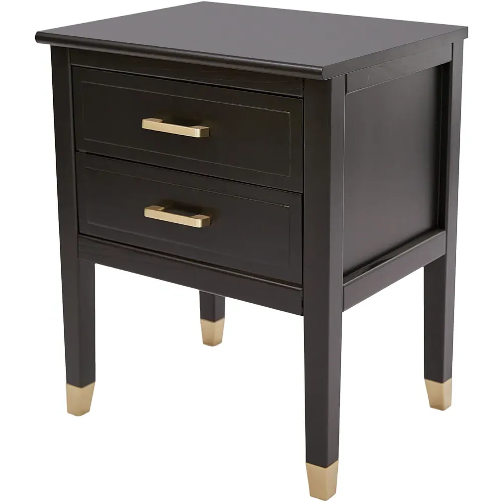 2 Drawer Bedside Table - Black