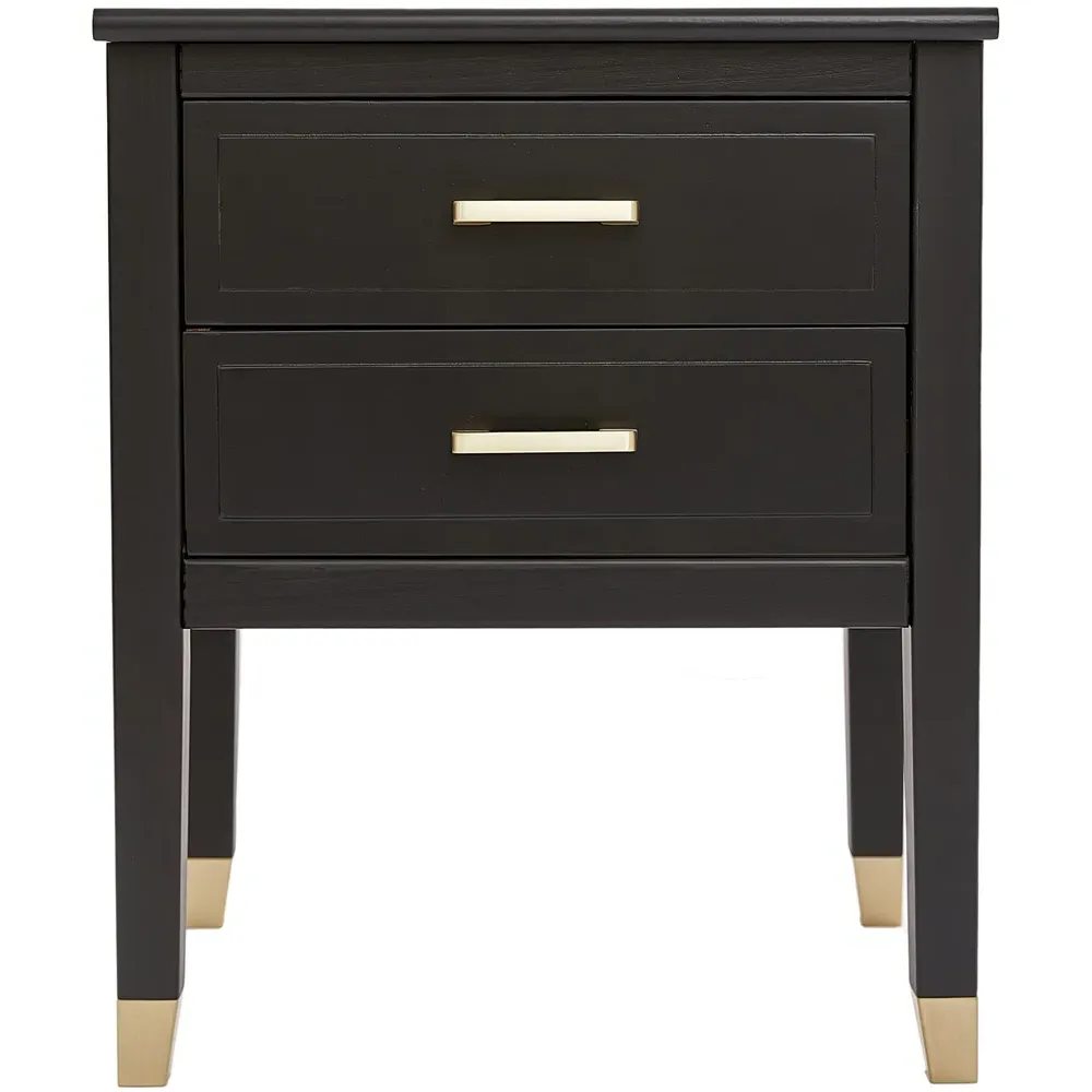 2 Drawer Bedside Table - Black