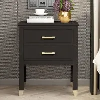 2 Drawer Bedside Table - Black