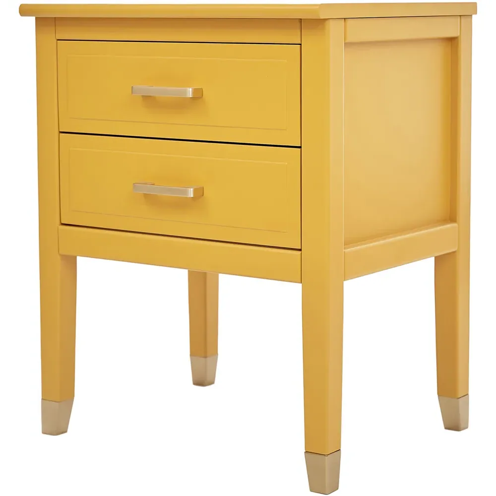 2 Drawer Bedside Table - Mustard