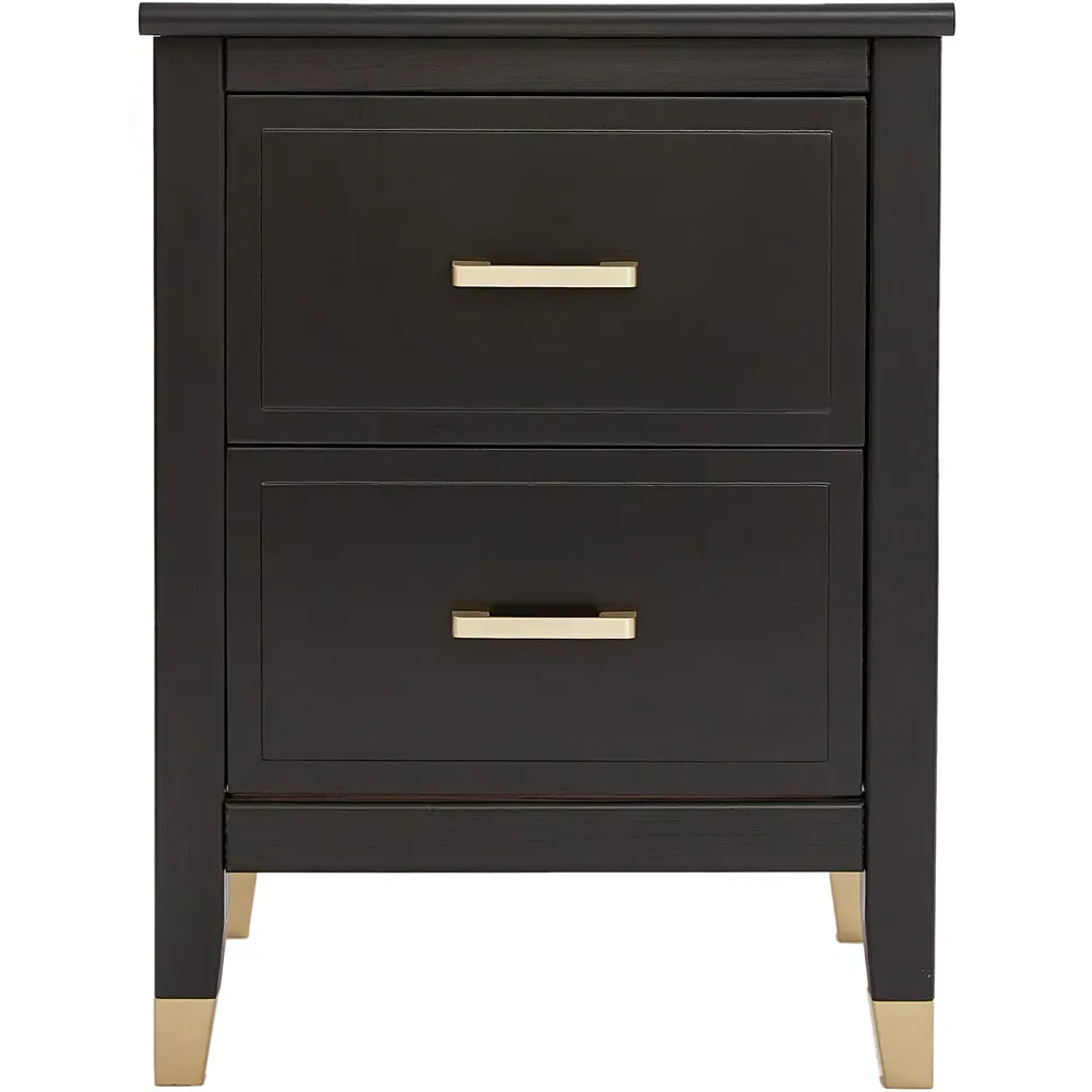 2 Drawer Wide Bedside Table - Black
