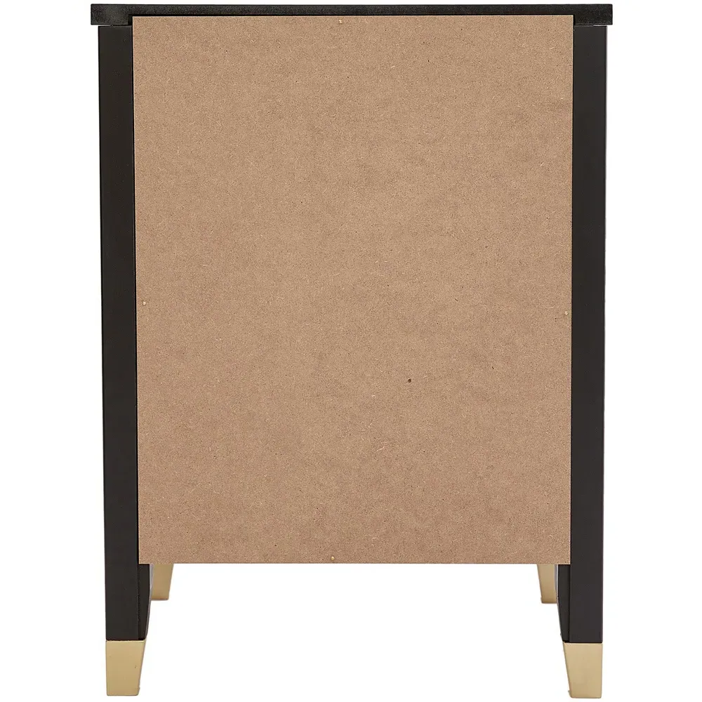 2 Drawer Wide Bedside Table - Black