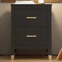 2 Drawer Wide Bedside Table - Black