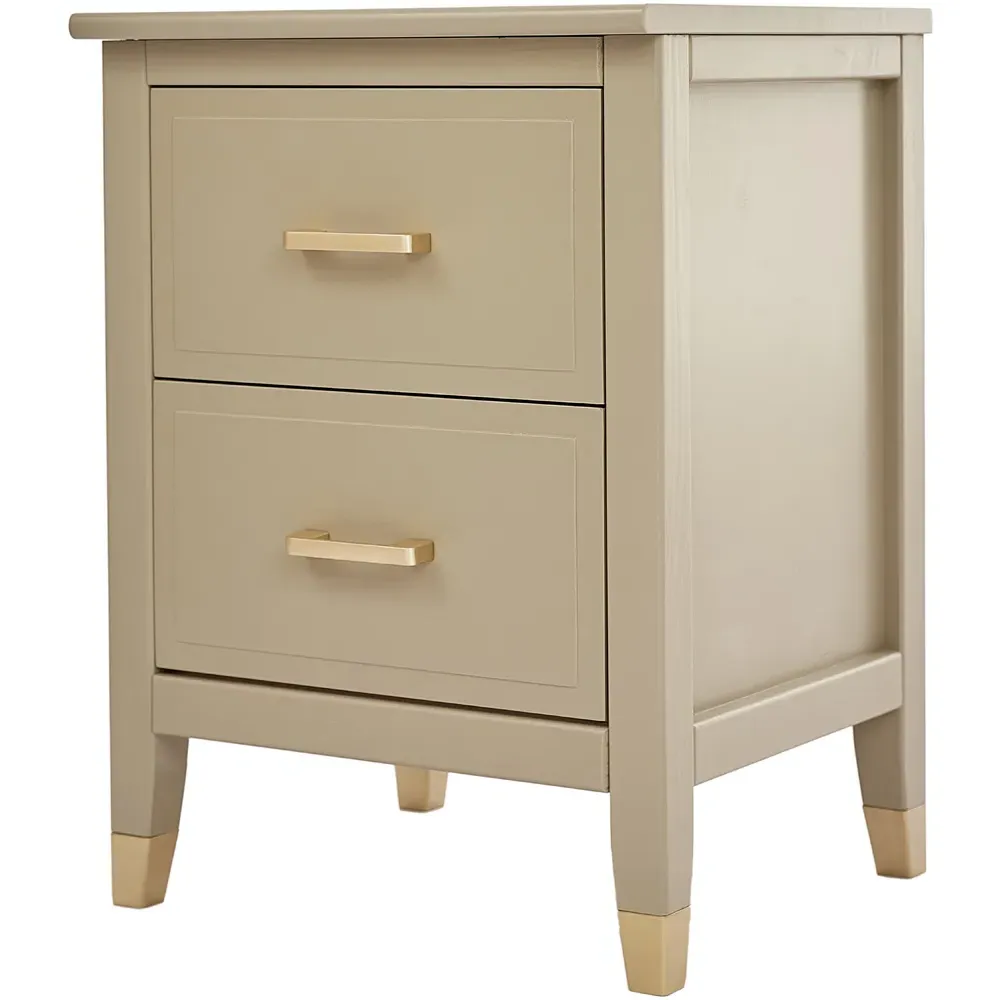 2 Drawer Wide Bedside Table - Clay