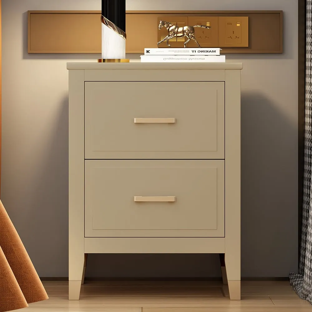 2 Drawer Wide Bedside Table - Clay image