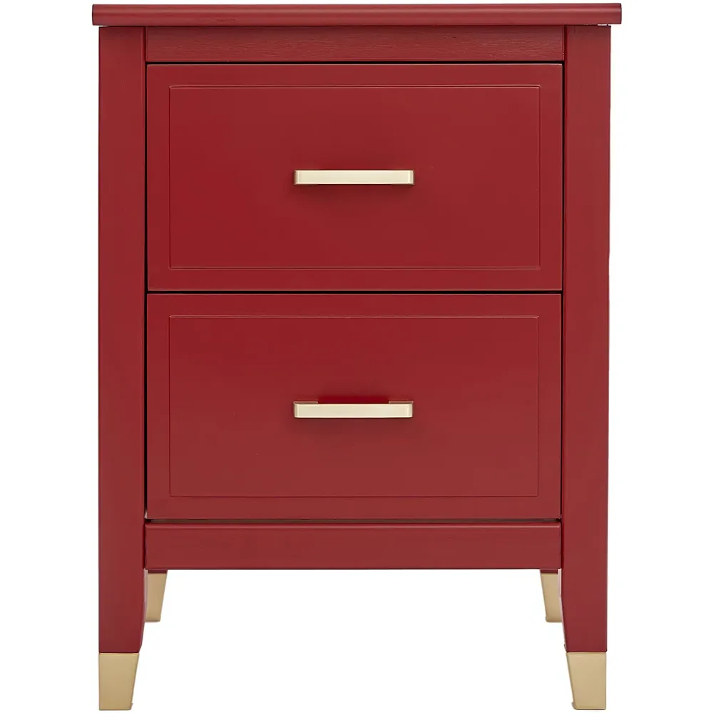 2 Drawer Wide Bedside Table - Red
