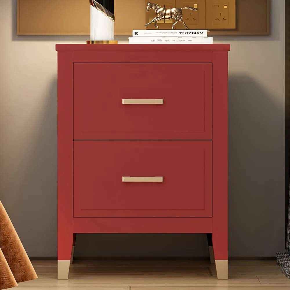 2 Drawer Wide Bedside Table - Red image