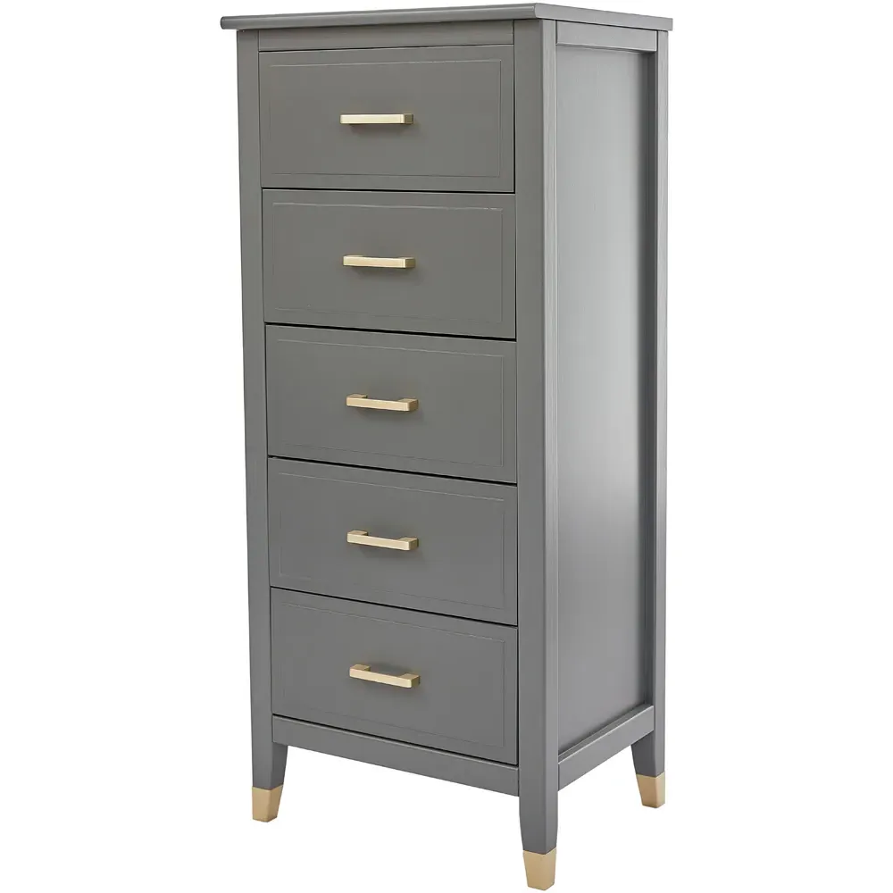 5 Drawer Narrow Chest of Drawers - Grey