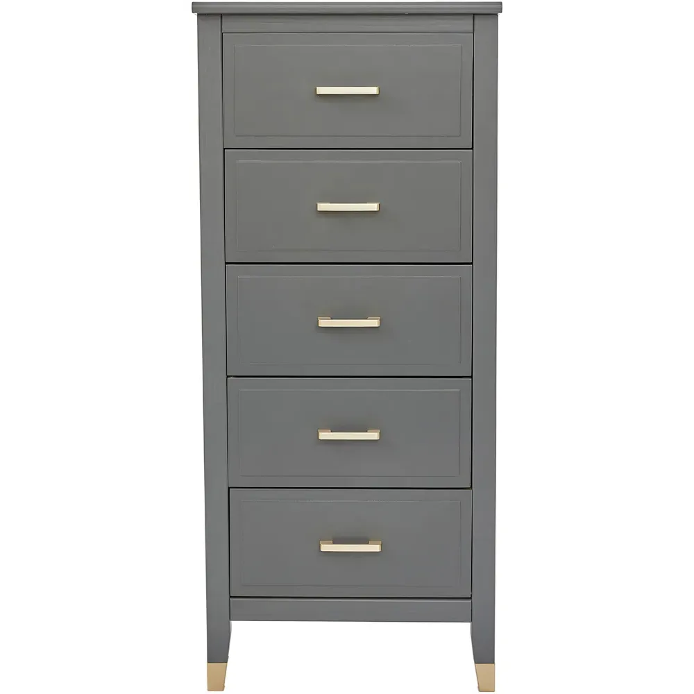 5 Drawer Narrow Chest of Drawers - Grey