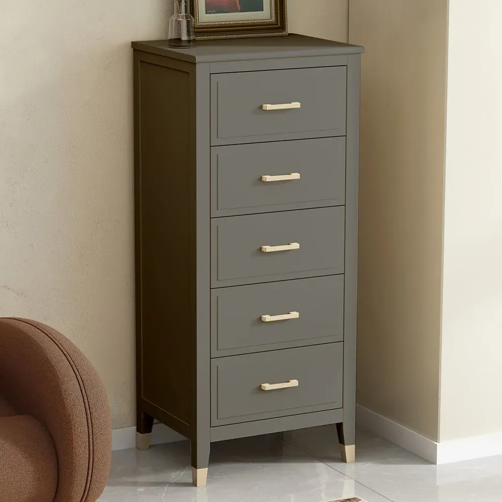 5 Drawer Narrow Chest of Drawers - Grey
