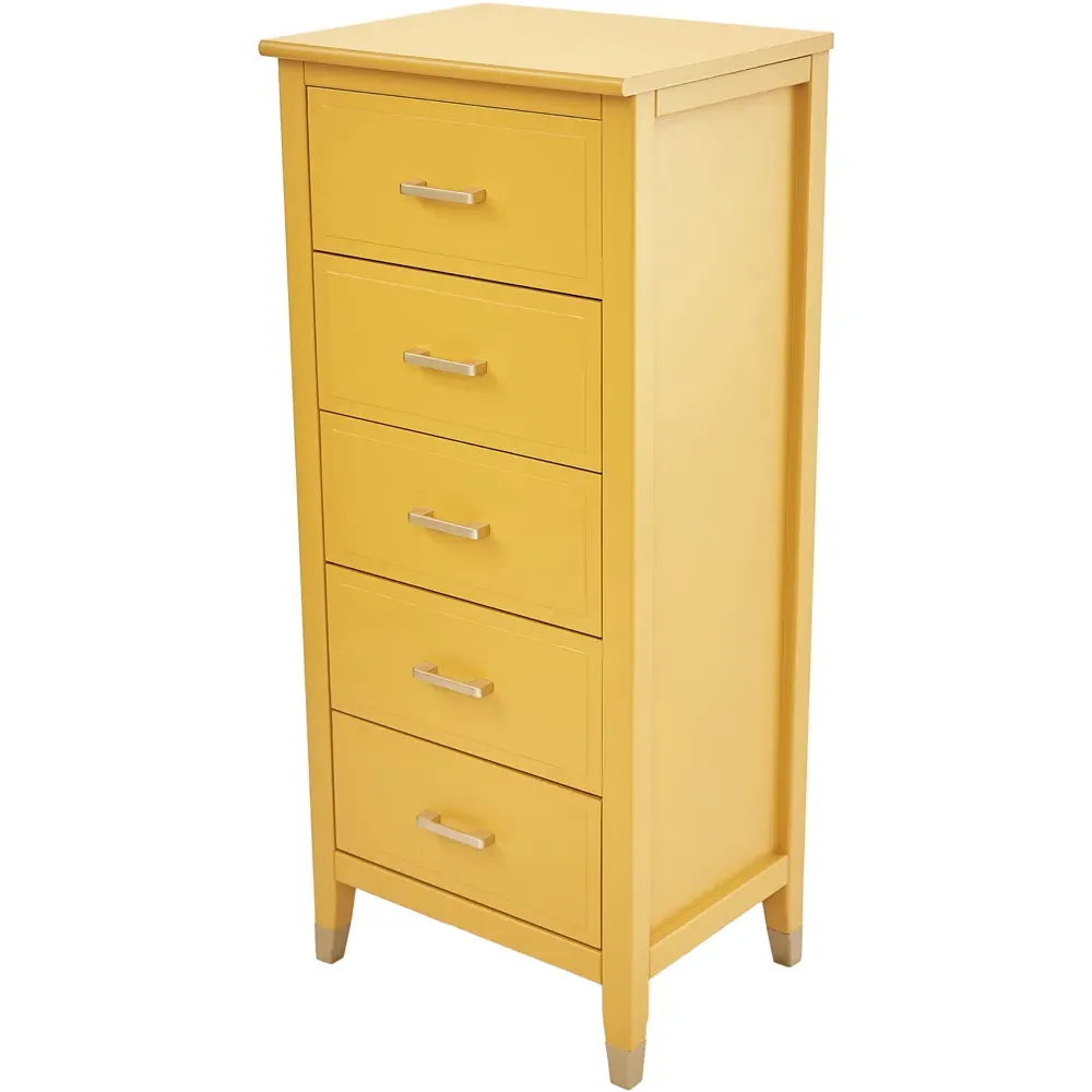 5 Drawer Narrow Chest of Drawers - Mustard