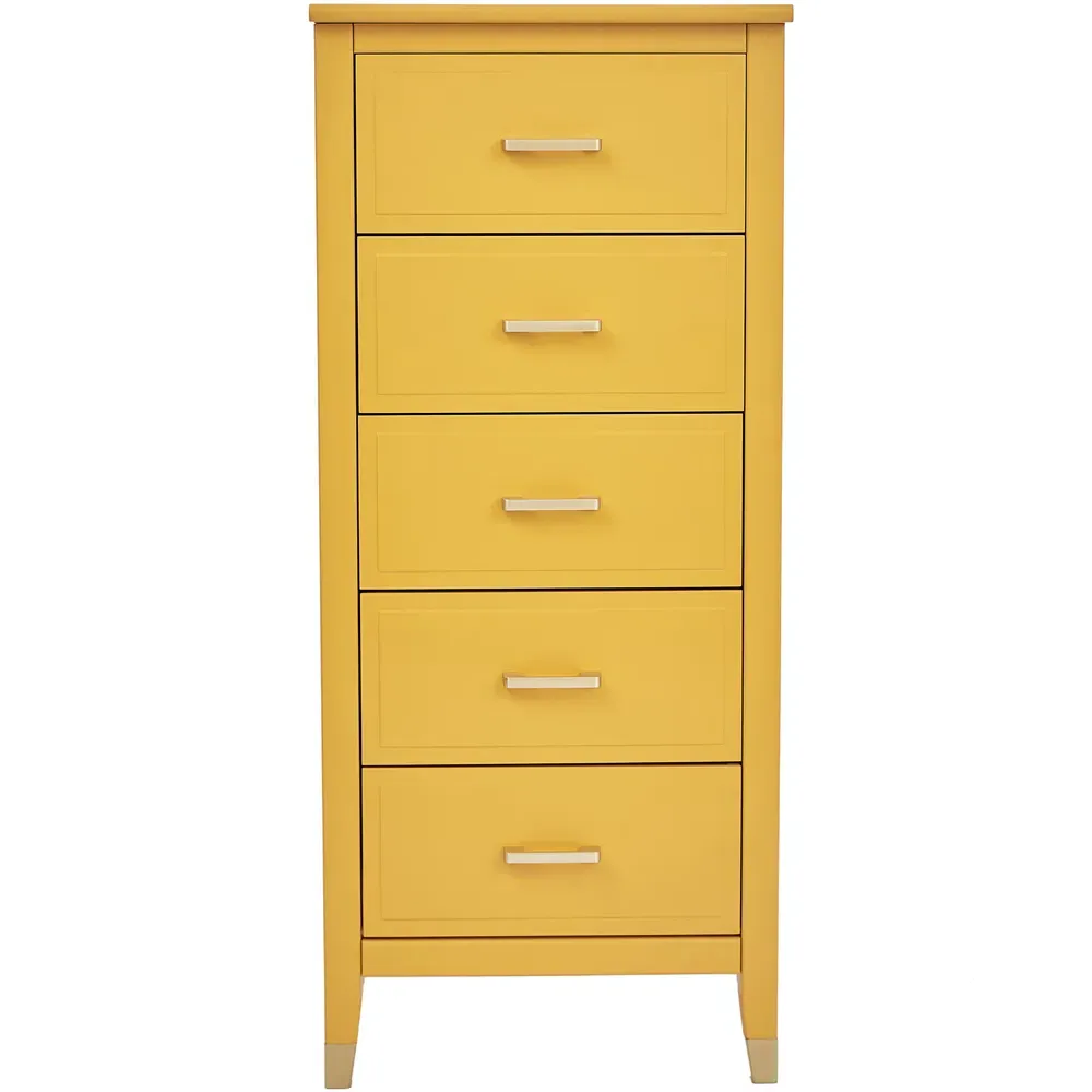 5 Drawer Narrow Chest of Drawers - Mustard