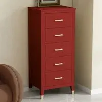 5 Drawer Narrow Chest of Drawers - Red