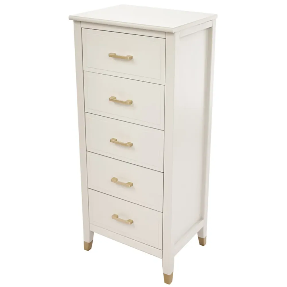 5 Drawer Narrow Chest of Drawers - White