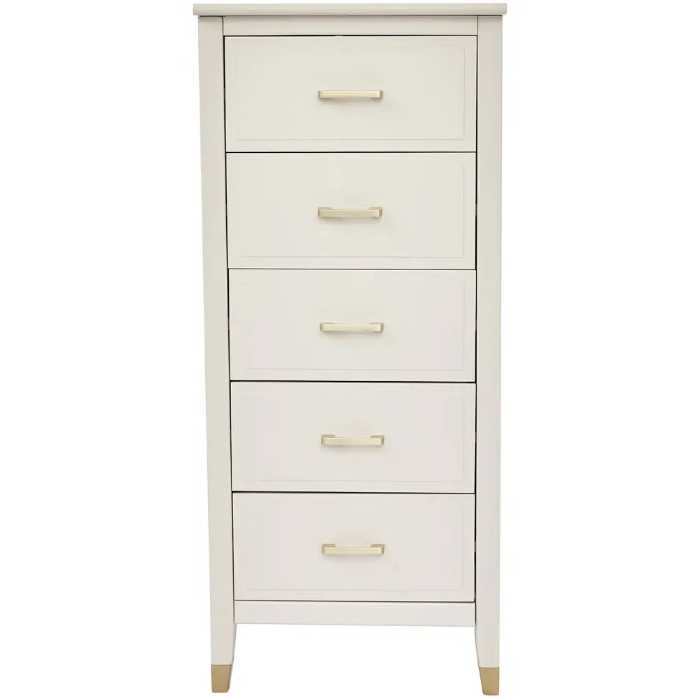 5 Drawer Narrow Chest of Drawers - White