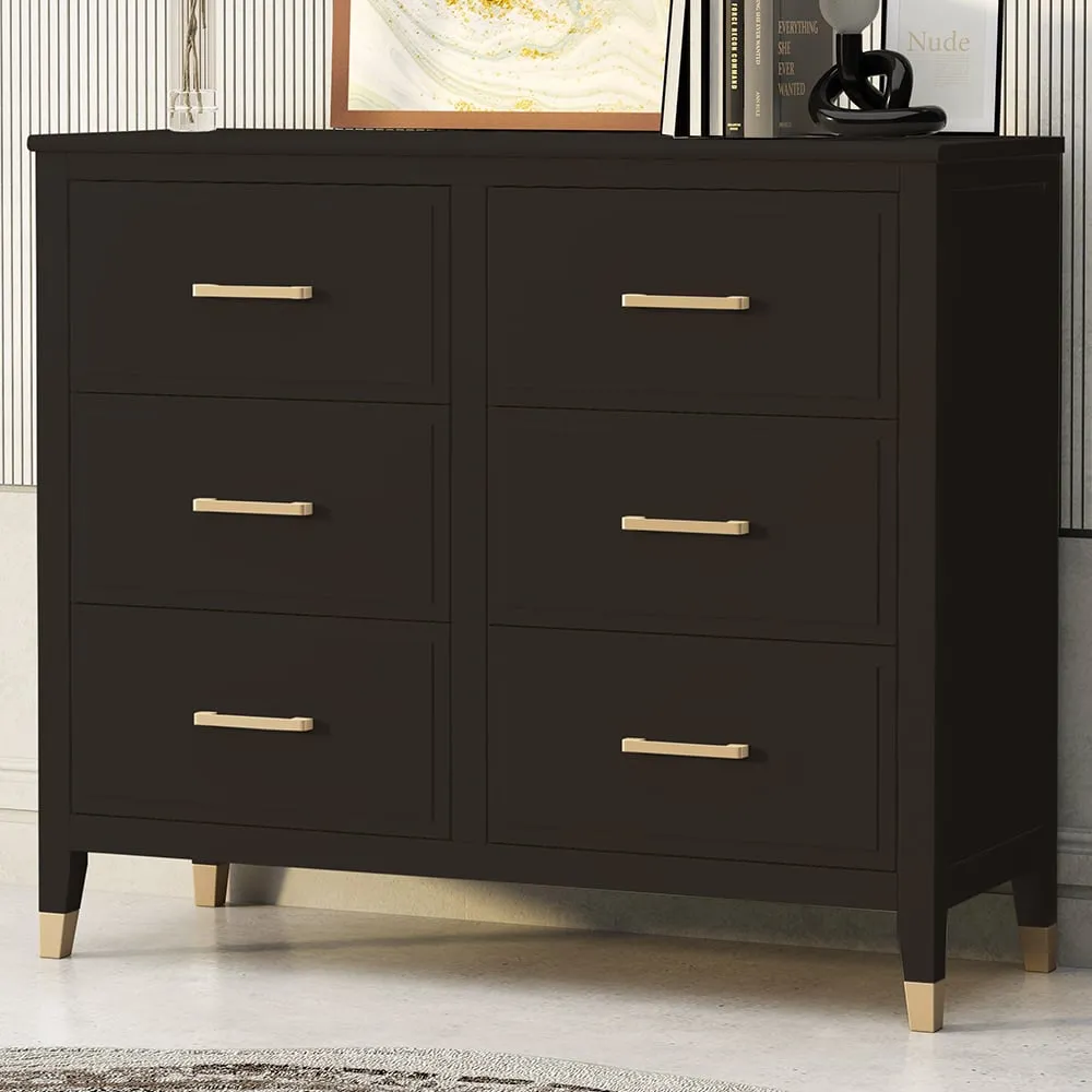 6 Drawer Chest of Drawers - Black