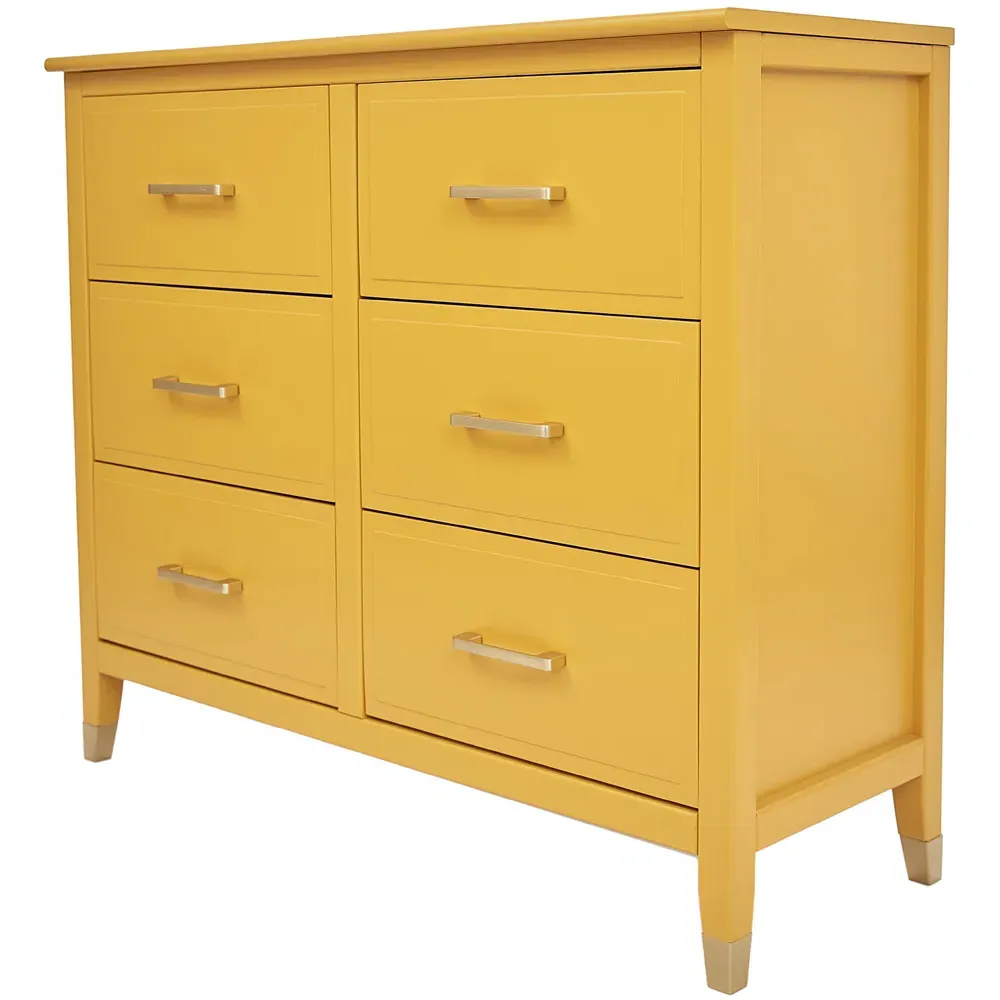 6 Drawer Chest of Drawers - Mustard