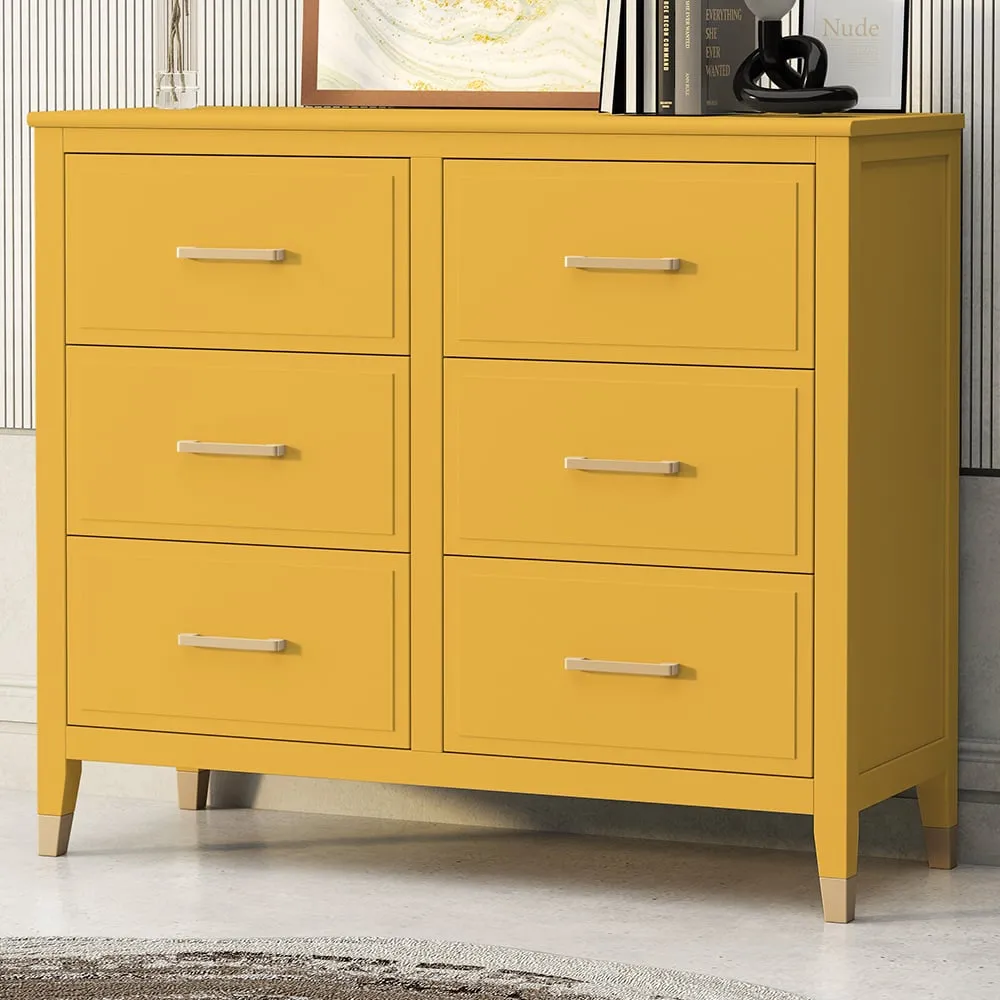 6 Drawer Chest of Drawers - Mustard