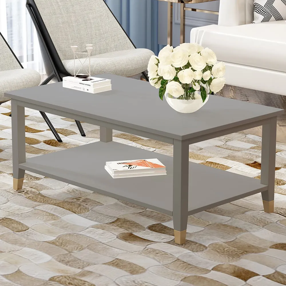 Grey Coffee Table with Storage - Grey, MDF image