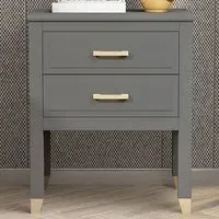 Palazzi 2 Drawer Bedside Table - Grey