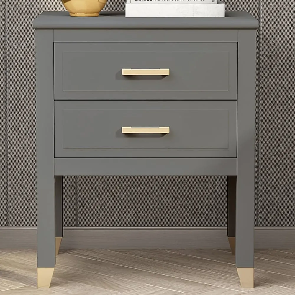 Palazzi 2 Drawer Bedside Table - Grey