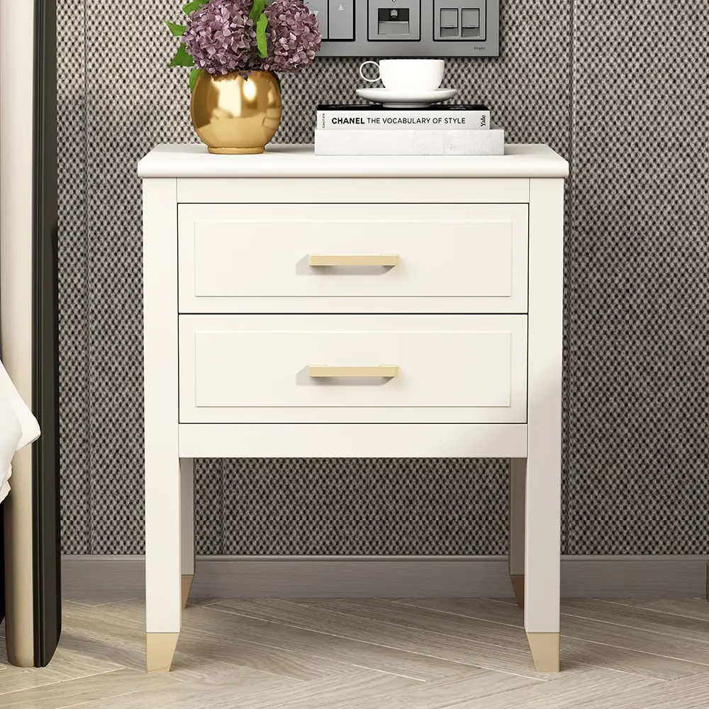 Palazzi 2 Drawer Bedside Table - White