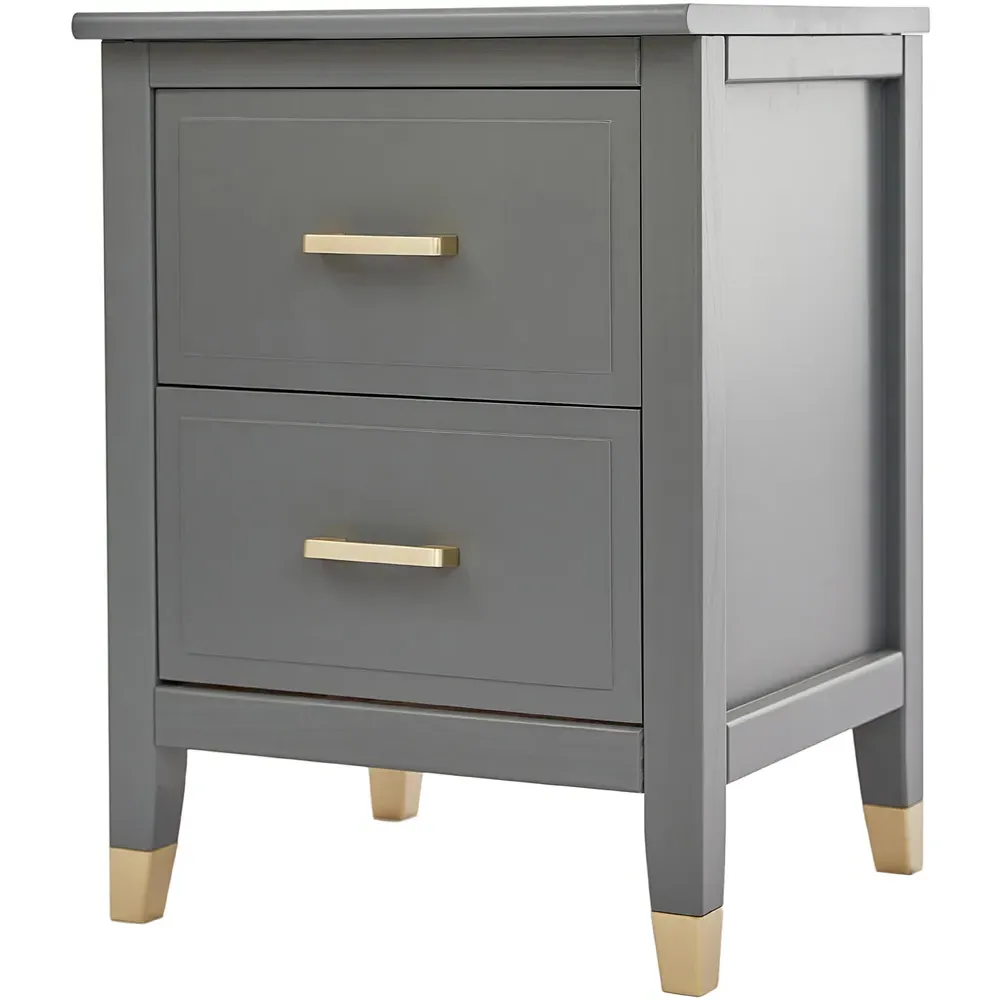 Palazzi 2 Drawer Wide Bedside Table - Grey