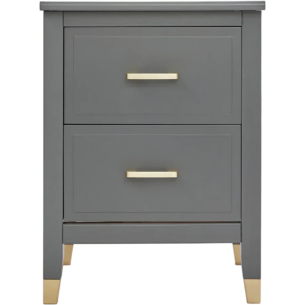 Palazzi 2 Drawer Wide Bedside Table - Grey