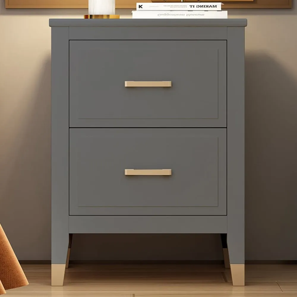 Palazzi 2 Drawer Wide Bedside Table - Grey image