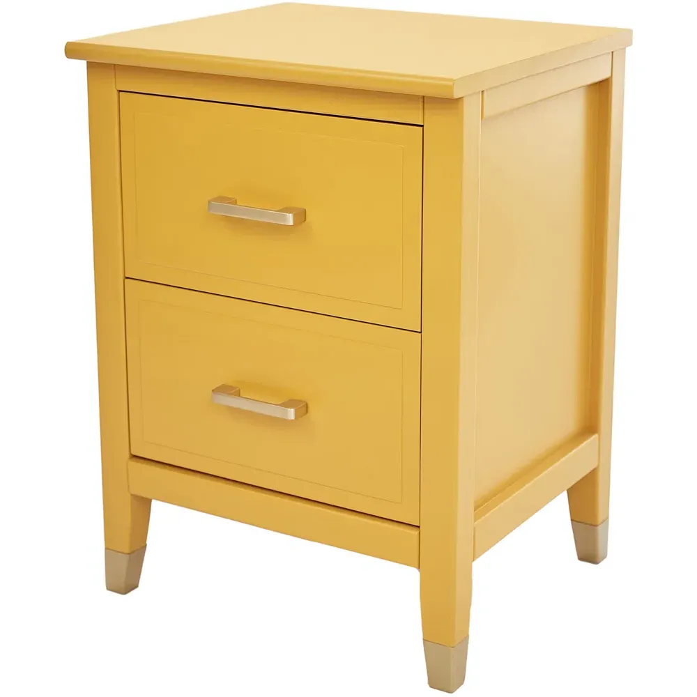 Palazzi 2 Drawer Wide Bedside Table - Mustard