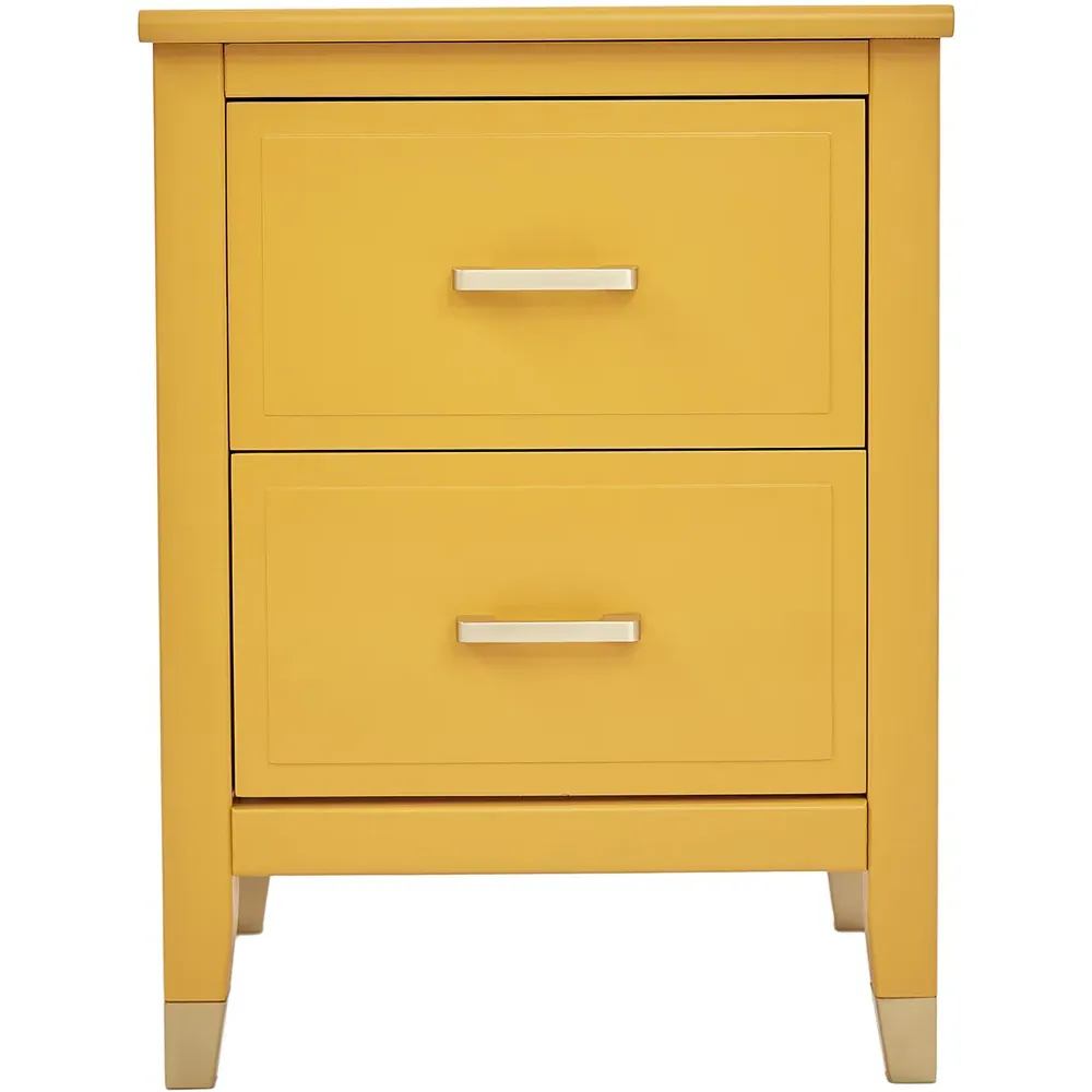 Palazzi 2 Drawer Wide Bedside Table - Mustard