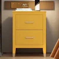 Palazzi 2 Drawer Wide Bedside Table - Mustard
