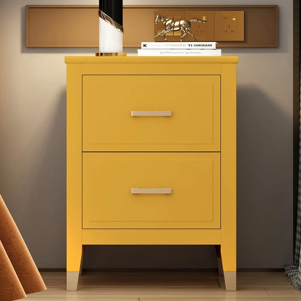 Palazzi 2 Drawer Wide Bedside Table - Mustard image