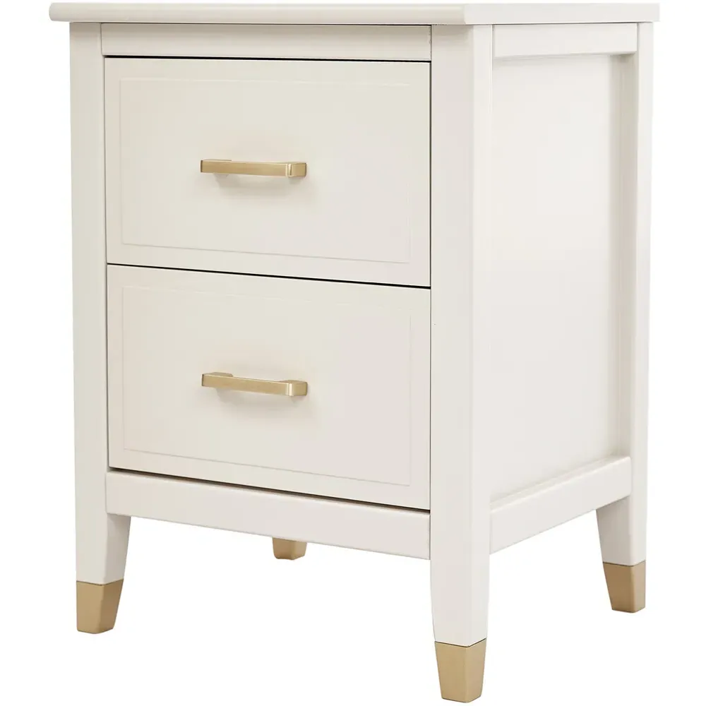 Palazzi 2 Drawer Wide Bedside Table - White