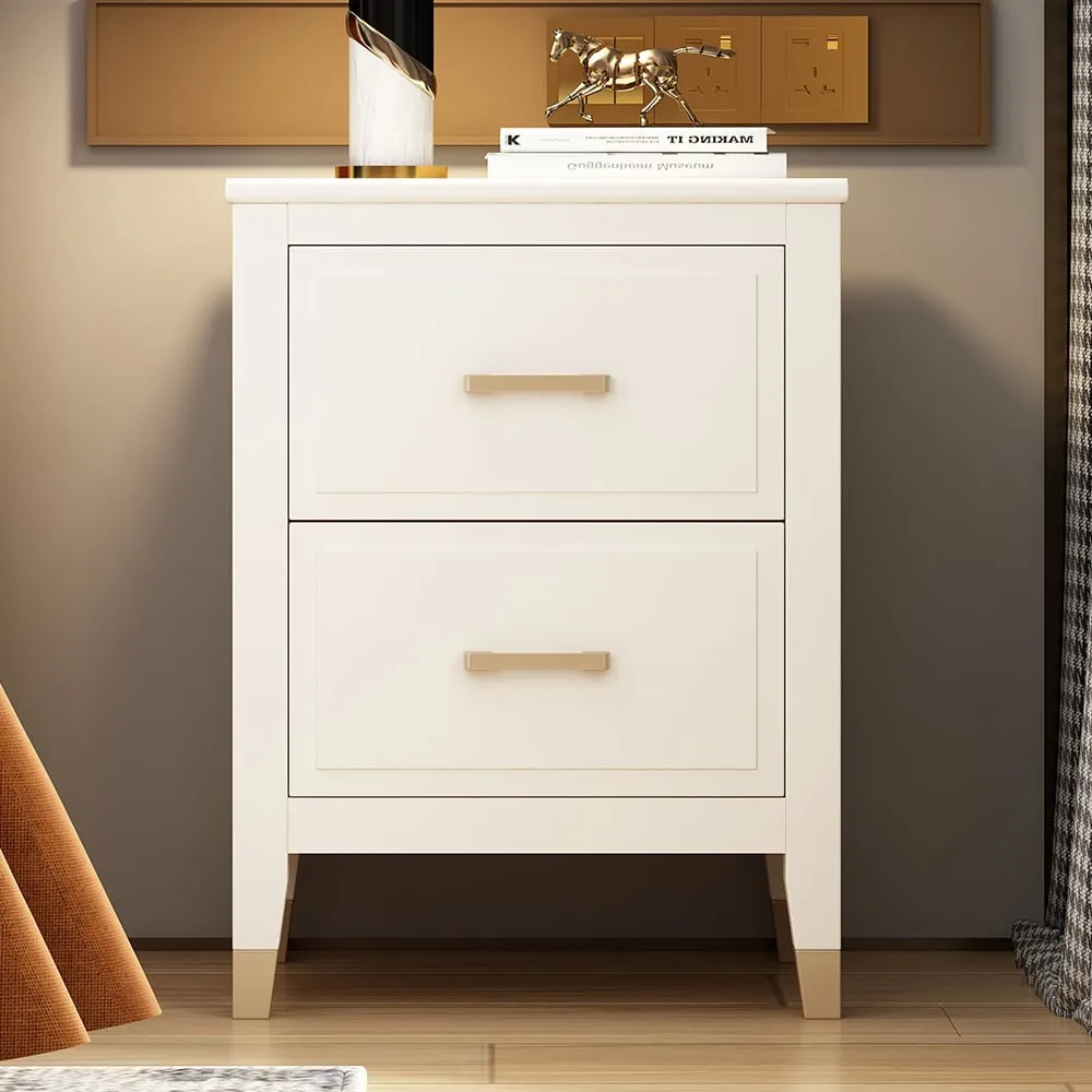 Palazzi 2 Drawer Wide Bedside Table - White image