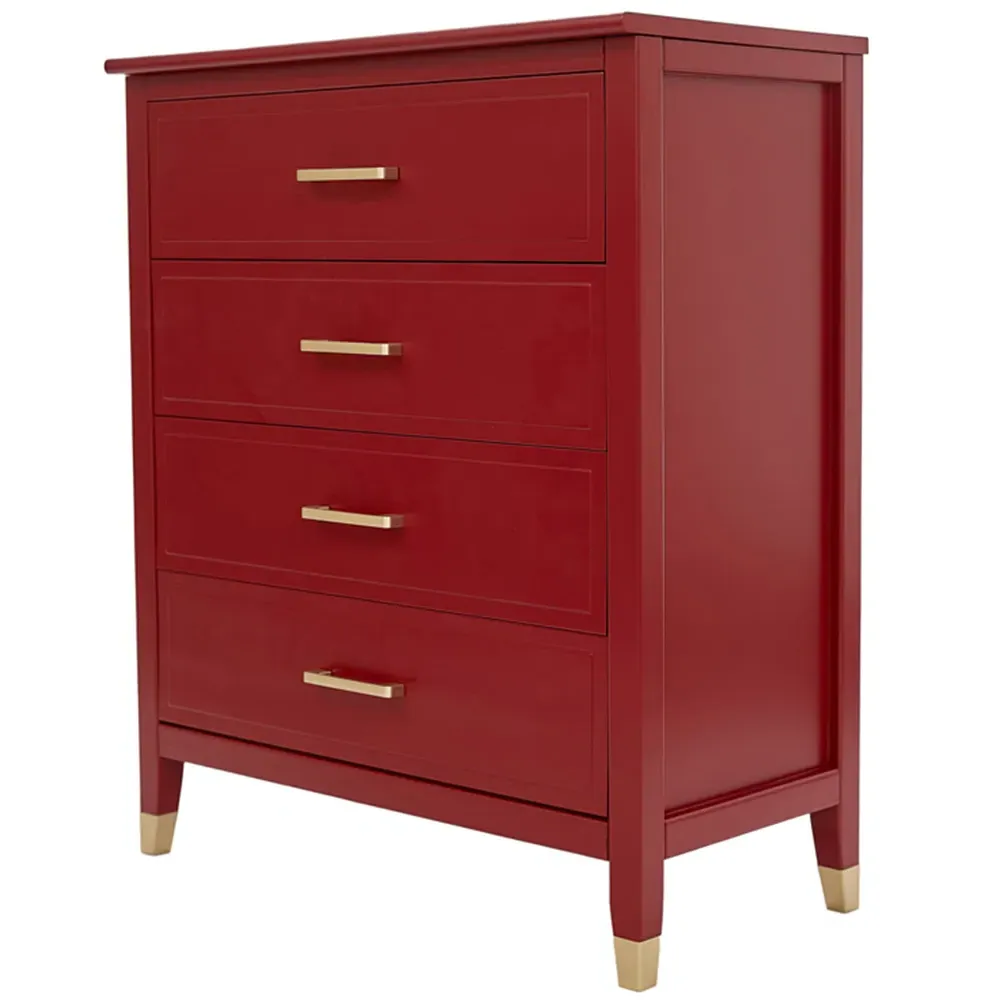 Palazzi 4 Drawer Chest of Drawers - Red