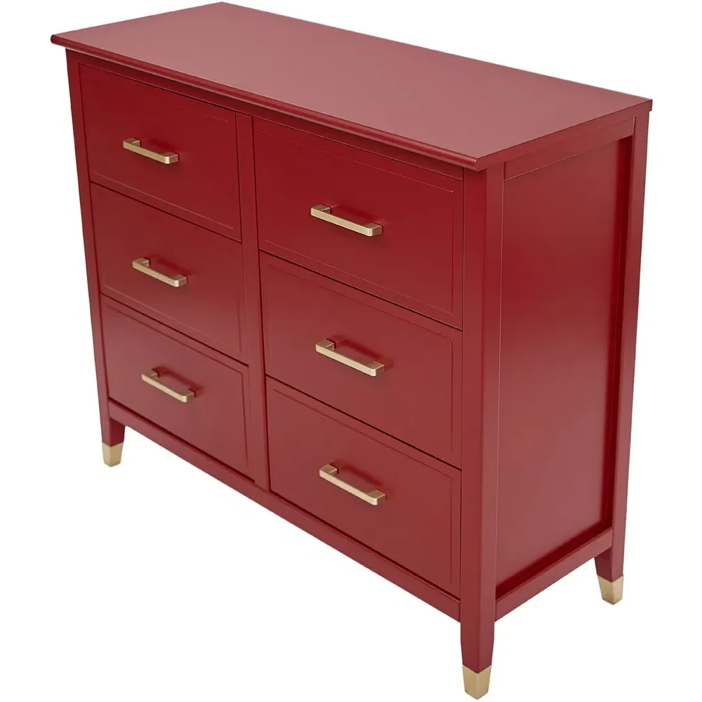 Palazzi 6 Drawer Chest of Drawers - Red