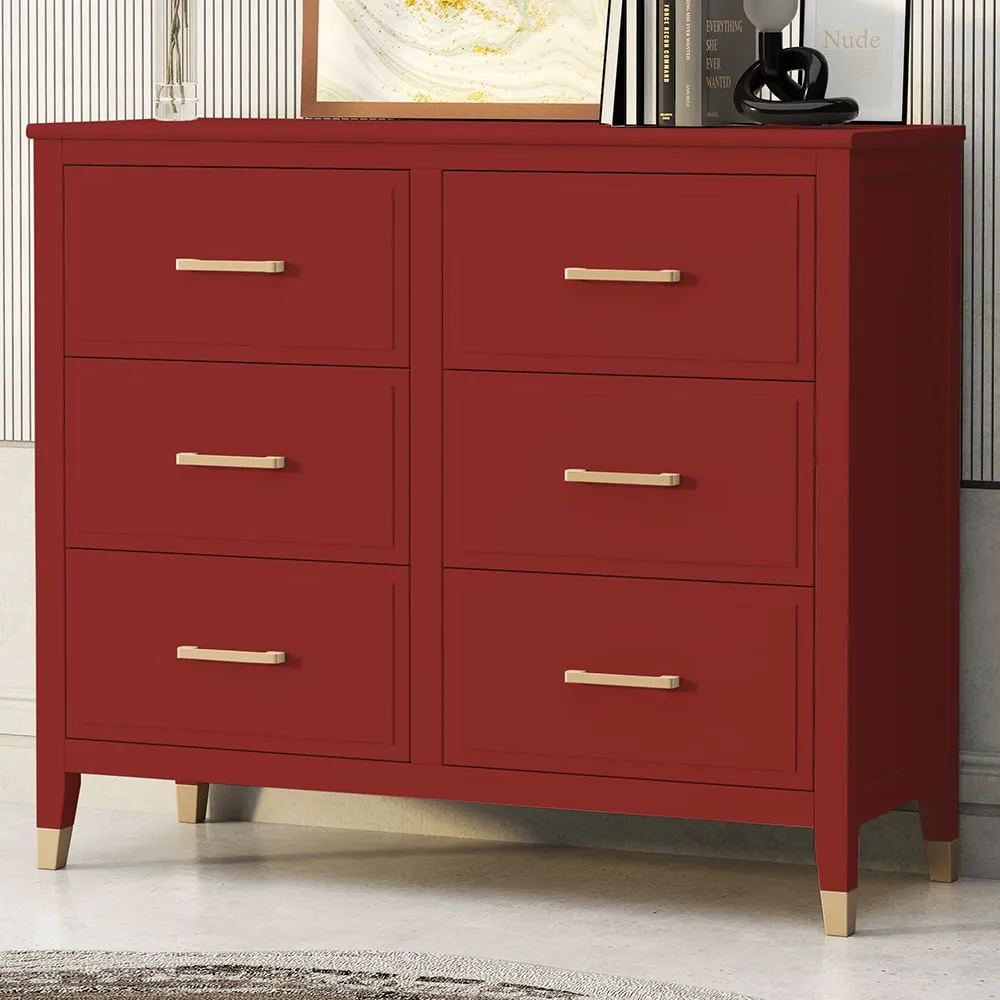 Palazzi 6 Drawer Chest of Drawers - Red