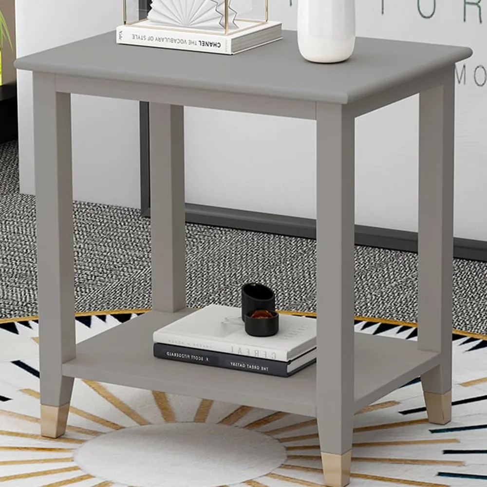 Side Table with Storage - Grey, MDF image