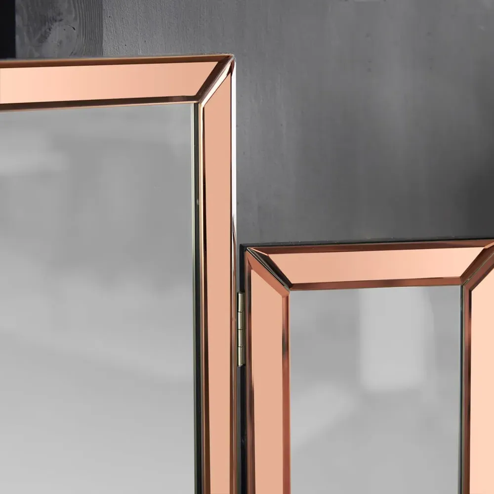 CARME Home Tri-Fold Folding Tabletop Vanity Mirror - Gold