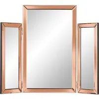 CARME Home Tri-Fold Folding Tabletop Vanity Mirror - Gold