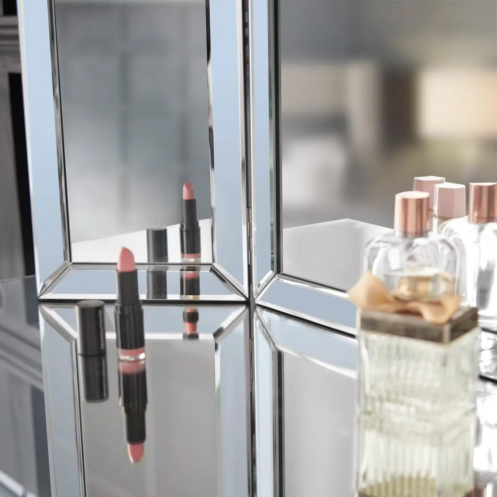 CARME Home Tri-Fold Folding Tabletop Vanity Mirror - Grey