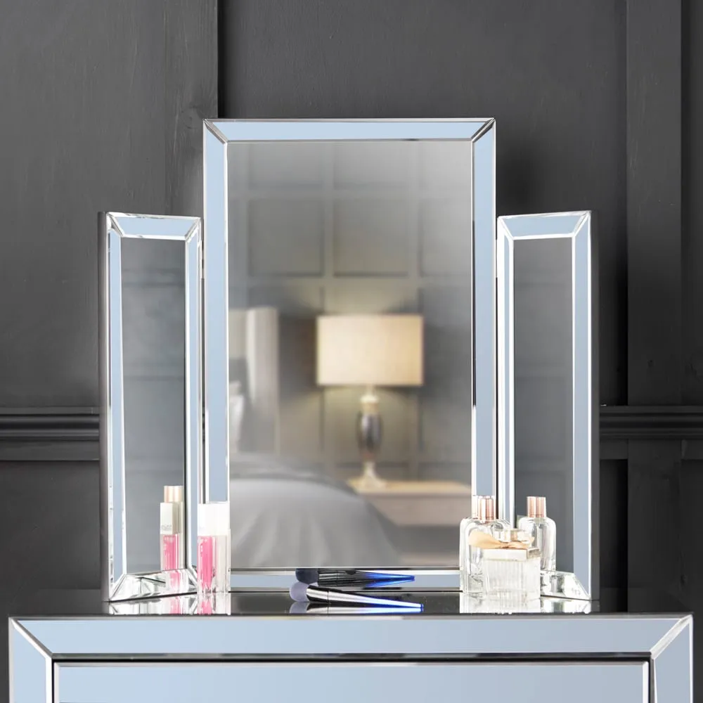 CARME Home Tri-Fold Folding Tabletop Vanity Mirror - Grey