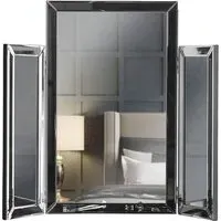 CARME Home Tri-Fold Folding Tabletop Vanity Mirror - Grey