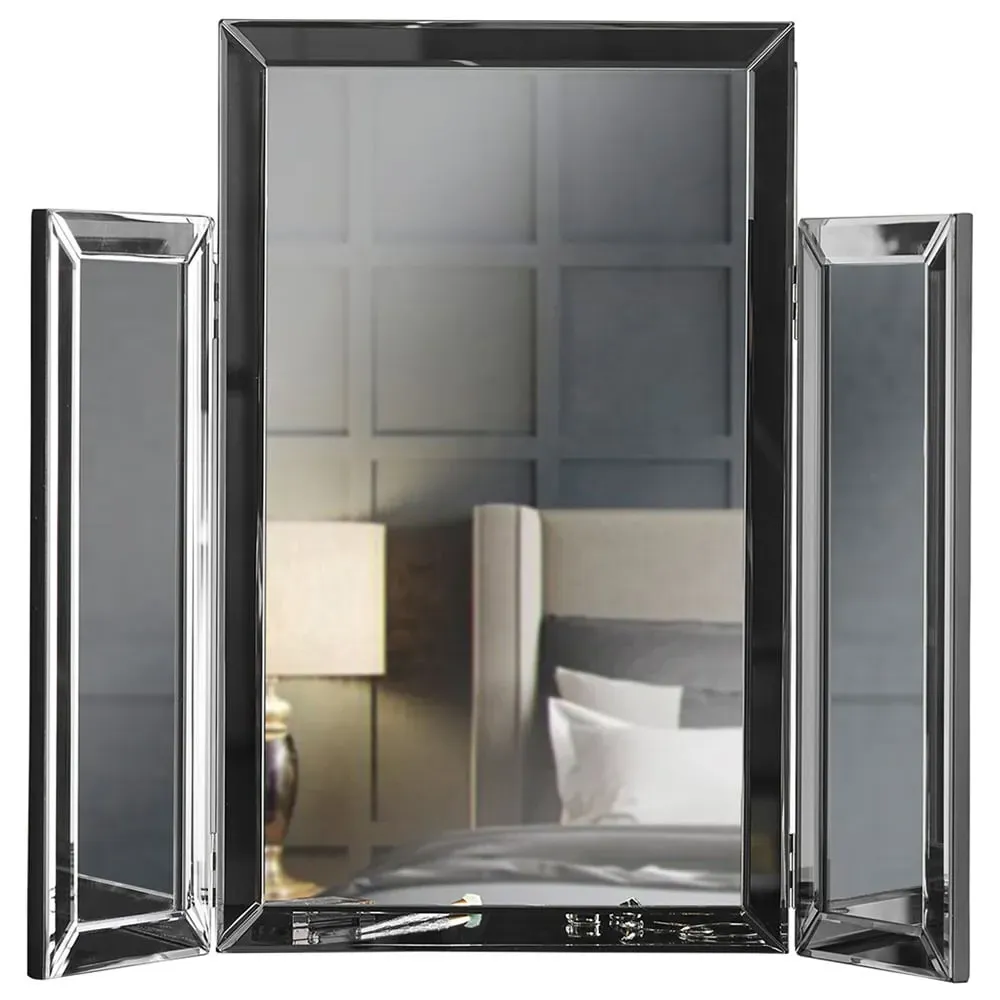 CARME Home Tri-Fold Folding Tabletop Vanity Mirror - Grey