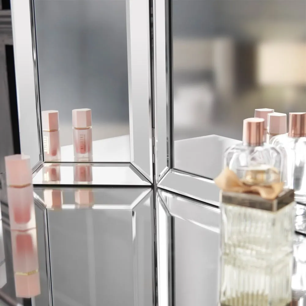 CARME Home Tri-Fold Tabletop Vanity Mirror - Silver