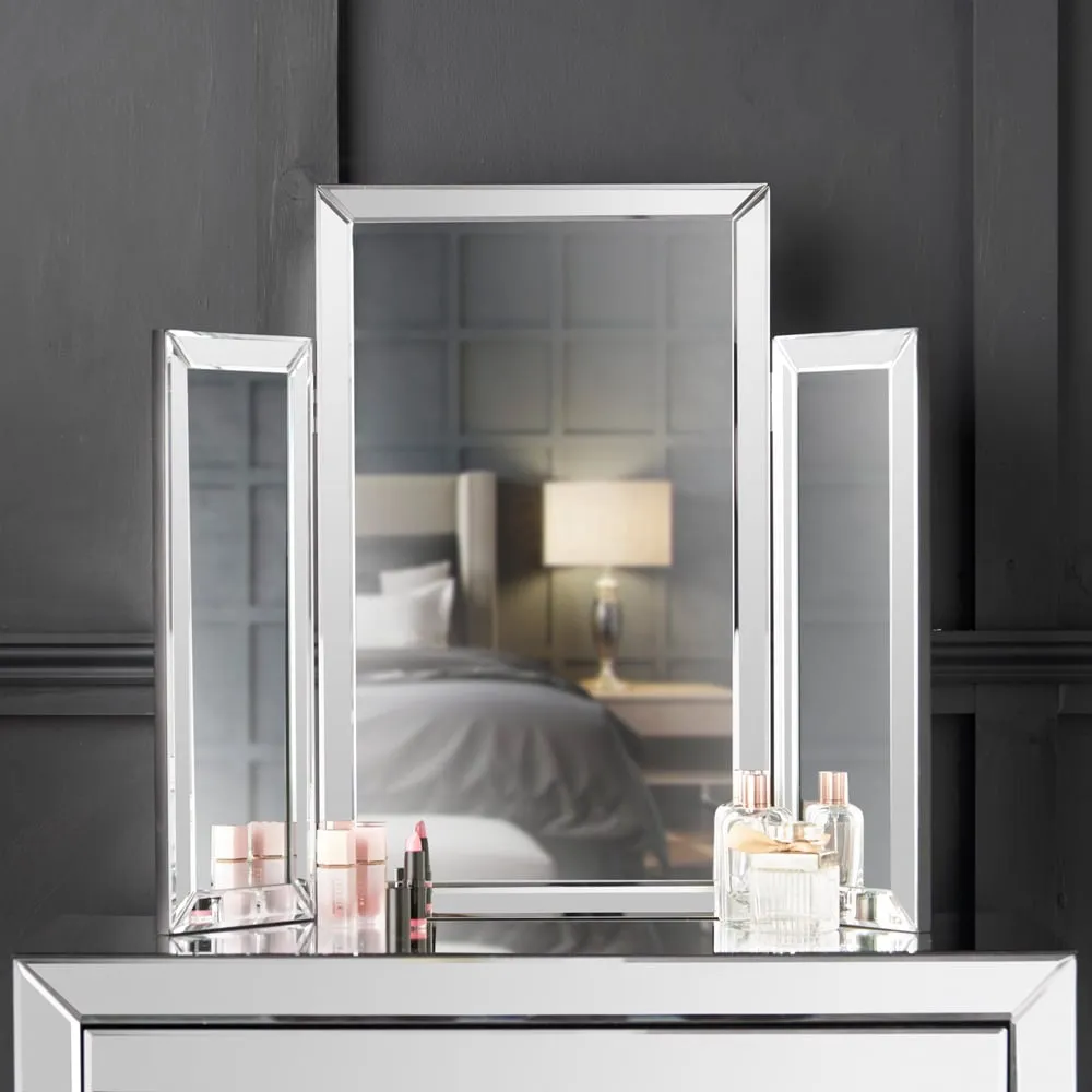 CARME Home Tri-Fold Tabletop Vanity Mirror - Silver