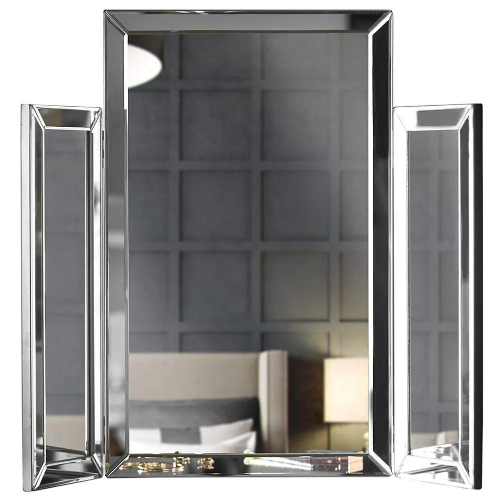 CARME Home Tri-Fold Tabletop Vanity Mirror - Silver image